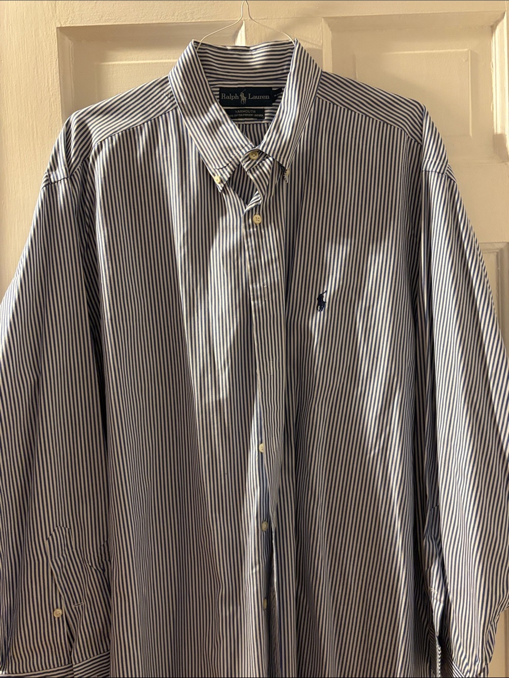 Ralph Lauren Men’s Navy and White Striped Button-Down Shirt 18 34/35 - Picture 3 of 4